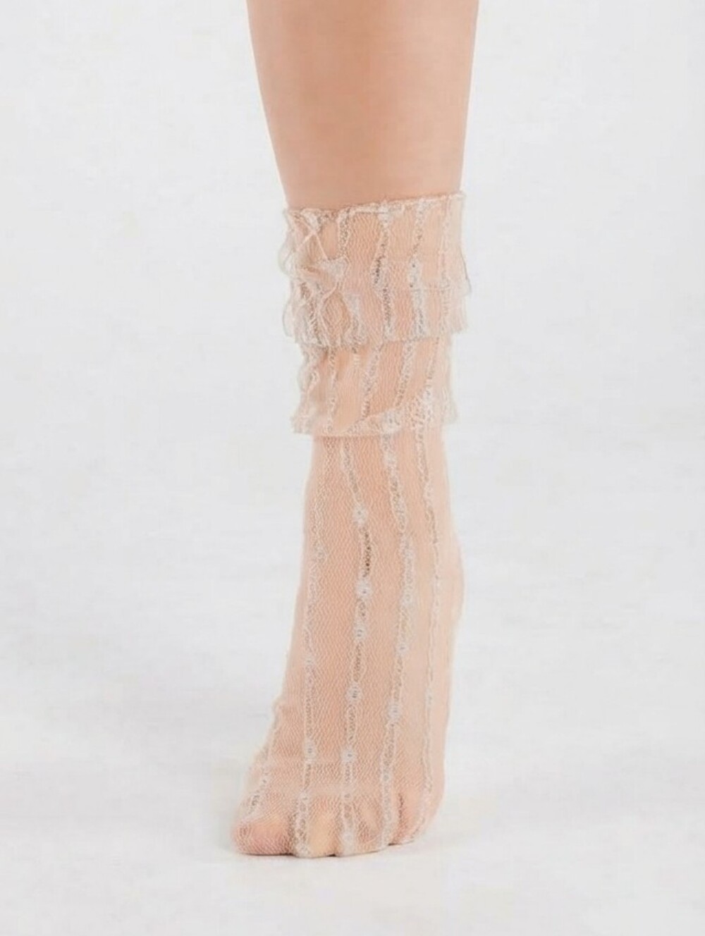White Lace Socks Hosiery Mesh Spring Socks Tulle Slouch Stockings - Picture 7 of 7